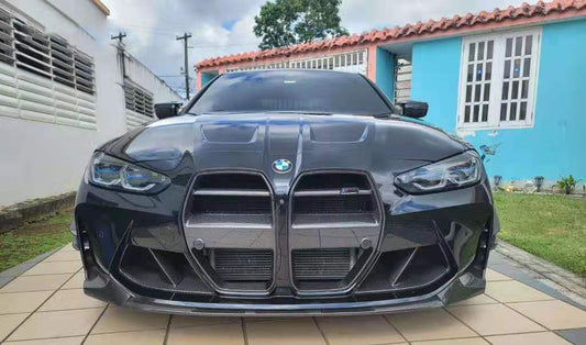 BMW M3 M3C M3CS G80 G81 2021 2022 2023 2024 & M4 M4C M4CS G82 G83 2021 2022 2023 2024 with Aftermarket Parts - V Style Front Kidney Grill Pre-preg Carbon Fiber from Aero Republic