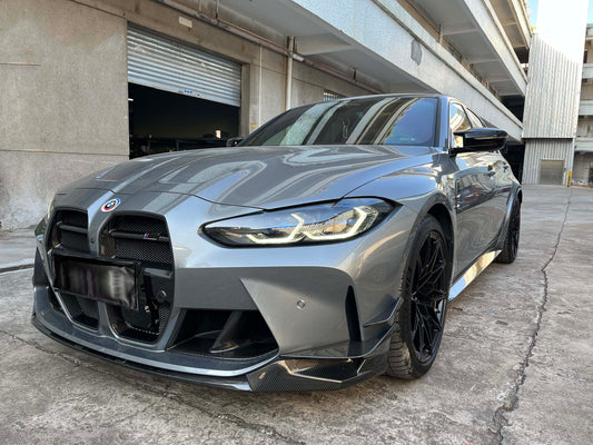 BMW M3 M3C M3CS G80 G81 2021 2022 2023 2024 & M4 M4C M4CS G82 G83 2021 2022 2023 2024 with Aftermarket Parts - V Style Front Kidney Grill Pre-preg Carbon Fiber from Aero Republic