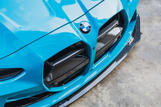 BMW M3 M3C M3CS G80 G81 2021 2022 2023 2024 & M4 M4C M4CS G82 G83 2021 2022 2023 2024 with Aftermarket Parts - V Style Front Lip Pre-preg Carbon Fiber from Aero Republic