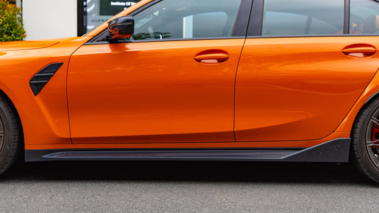 BMW M3 M3C M3CS G80 G81 2021 2022 2023 2024 & M4 M4C M4CS G82 G83 2021 2022 2023 2024 with Aftermarket Parts - MP Style Side Skirts Pre-preg Carbon Fiber from Aero Republic