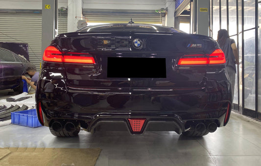 BMW M5 M5C F90 (Fits Both Pre-LCI & LCI) 2018-ON & 5 Series M550i 540i G30 (Fits both Pre-LCI & LCI) 2017 2018 2019 2020 2021 2022 2023 with Aftermarket Parts - CS Style / Without Light / With Light Rear Diffuser & Rear Diffuser Conversion Kit Pre-preg Carbon Fiber / PP from Aero Republic