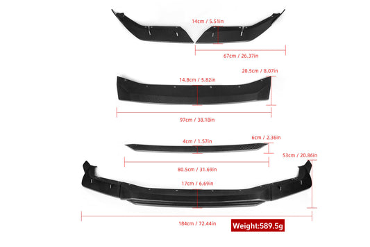 BMW M5 M5C F90 LCI 2021-ON with Aftermarket Parts - MT Style Front Lip Pre-preg Carbon Fiber from Aero Republic