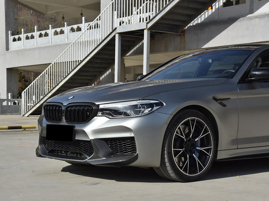 BMW M5 M5C F90 Pre-LCI 2018 2019 2020 with Aftermarket Parts - MP Style Side Splitter & Front Lip Pre-preg Carbon Fiber from Aero Republic