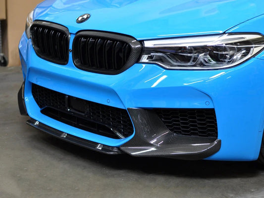 BMW M5 M5C F90 Pre-LCI 2018 2019 2020 with Aftermarket Parts - MP Style Side Splitter & Front Lip Pre-preg Carbon Fiber from Aero Republic