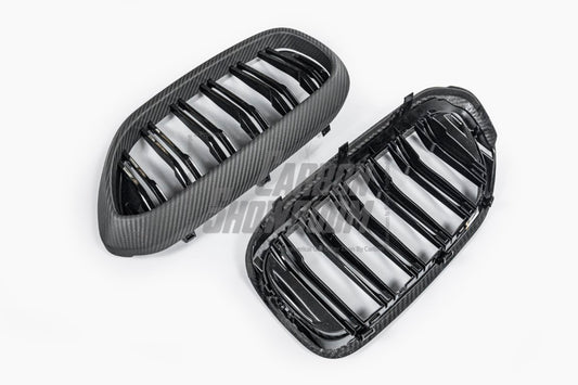 BMW M5 M5C F90 Pre-LCI 2018 2019 2020 & 5 Series M550 540 G30 G31 Pre-LCI 2017 2018 2019 2020 with Aftermarket Parts - Dual Slat Front Kidney Grill Pre-preg Carbon Fiber from Aero Republic