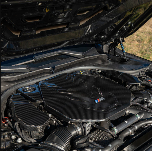 BMW M5 M5C G90 2024-ON with Aftermarket Parts - Battery Terminal Engine Cover Expansion Carbon Fiber from Aero Republic
