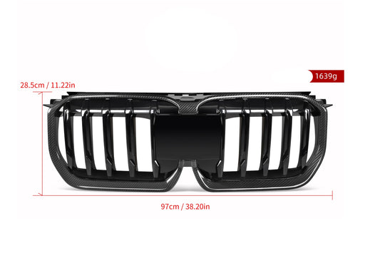 BMW X1 M35i xDrive30e xDrive25e xDrive23d xDrive20d xDrive23i sDrive18d sDrive20i sDrive18i sDrive16i U11 U12 2023-ON with Aftermarket Parts - Single Slat Front Kidney Grill Pre-preg Carbon Fiber from Aero Republic