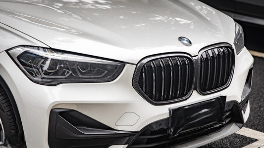 BMW X1 xDrive25e xDrive25i x/sDrive20i sDrive18i xDrive25d sDrive20d sDrive18d sDrive16d F48 LCI 2019 2020 2021 2022 with Aftermarket Parts - Dual Slat Front Kidney Grill Pre-preg Carbon Fiber from Aero Republic