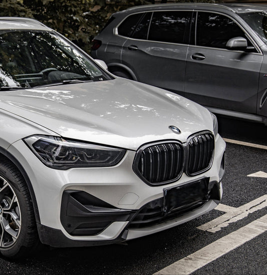 BMW X1 xDrive25e xDrive25i x/sDrive20i sDrive18i xDrive25d sDrive20d sDrive18d sDrive16d F48 LCI 2019 2020 2021 2022 with Aftermarket Parts - Dual Slat Front Kidney Grill Pre-preg Carbon Fiber from Aero Republic