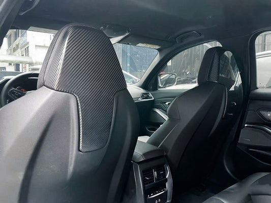 BMW X3M X3MC F97 LCI 2022 2023 2024 & X4M X4MC F98 LCI 2022 2023 2024 with Aftermarket Parts - Seat Backrest Cover Pre-preg Carbon Fiber from Aero Republic