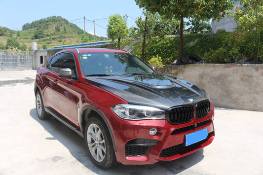 BMW X5 xDrive50i eDrive F15 (Both Fits Pre-LCI & LCI) 2014 2015 2016 2017 2018 & X5M F85 2015 2016 2017 2018 & X6 M50d xDrive50i s/xDrive35i xDrive40d xDrive30d F16 (Both Fits Pre-LCI & LCI) 2015 2016 2017 2018 2019 & X6M F86 2015 2016 2017 2018 2019 with Aftermarket Parts - HMN Style Hood Carbon Fiber from Aero Republic