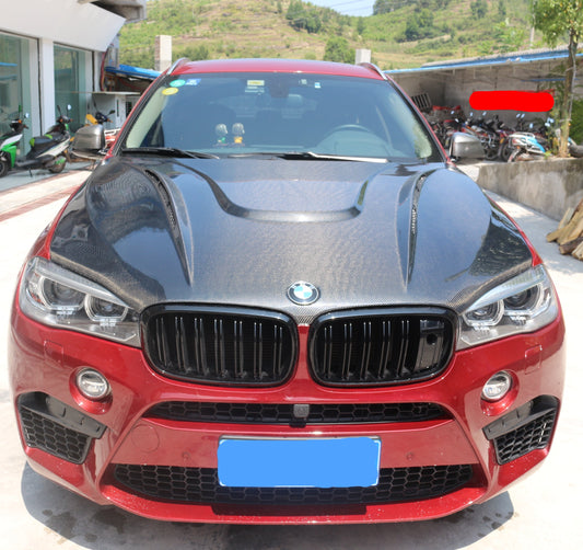 BMW X5 xDrive50i eDrive F15 (Both Fits Pre-LCI & LCI) 2014 2015 2016 2017 2018 & X5M F85 2015 2016 2017 2018 & X6 M50d xDrive50i s/xDrive35i xDrive40d xDrive30d F16 (Both Fits Pre-LCI & LCI) 2015 2016 2017 2018 2019 & X6M F86 2015 2016 2017 2018 2019 with Aftermarket Parts - HMN Style Hood Carbon Fiber from Aero Republic