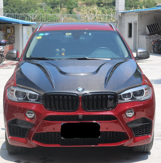 BMW X5 xDrive50i eDrive F15 (Both Fits Pre-LCI & LCI) 2014 2015 2016 2017 2018 & X5M F85 2015 2016 2017 2018 & X6 M50d xDrive50i s/xDrive35i xDrive40d xDrive30d F16 (Both Fits Pre-LCI & LCI) 2015 2016 2017 2018 2019 & X6M F86 2015 2016 2017 2018 2019 with Aftermarket Parts - HMN Style Hood Carbon Fiber from Aero Republic