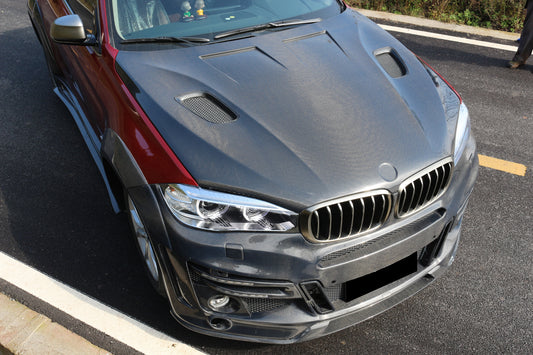 BMW X5 xDrive50i eDrive F15 (Both Fits Pre-LCI & LCI) 2014 2015 2016 2017 2018 & X5M F85 2015 2016 2017 2018 & X6 M50d xDrive50i s/xDrive35i xDrive40d xDrive30d F16 (Both Fits Pre-LCI & LCI) 2015 2016 2017 2018 2019 & X6M F86 2015 2016 2017 2018 2019 with Aftermarket Parts - LMA Style Hood Carbon Fiber from Aero Republic