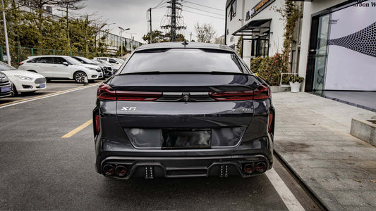 BMW X6 M60i s/x Drive40/e G06 (Fits Both Pre-LCI & LCI) 2020 2021 2023 2024 with Aftermarket Parts - M Style Rear Lip Spoiler Pre-preg Carbon from Aero Republic