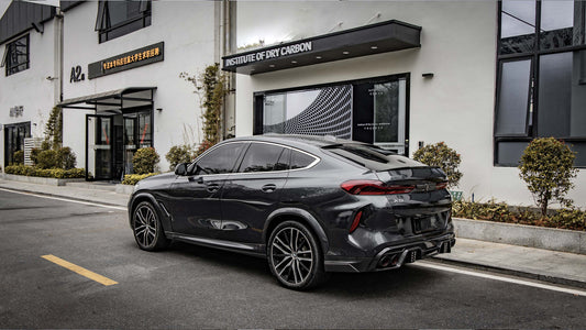 BMW X6 M60i s/x Drive40/e G06 (Fits Both Pre-LCI & LCI) 2020 2021 2023 2024 with Aftermarket Parts - M Style Rear Lip Spoiler Pre-preg Carbon from Aero Republic