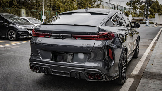 BMW X6 M60i s/x Drive40/e G06 (Fits Both Pre-LCI & LCI) 2020 2021 2023 2024 with Aftermarket Parts - M Style Rear Lip Spoiler Pre-preg Carbon from Aero Republic