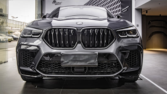 BMW X6 M60 sDrive40 xDrive40 G06 Pre-LCI 2020 2021 2022 2023 & X6M X6MC F96 Pre-LCI 2020 2021 2022 2023 with Aftermarket Parts - Dual Slat Front Kidney Grill Pre-preg Carbon Fiber from Aero Republic