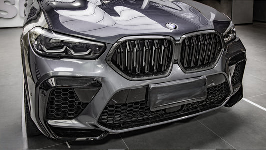BMW X6 M60 sDrive40 xDrive40 G06 Pre-LCI 2020 2021 2022 2023 & X6M X6MC F96 Pre-LCI 2020 2021 2022 2023 with Aftermarket Parts - Dual Slat Front Kidney Grill Pre-preg Carbon Fiber from Aero Republic
