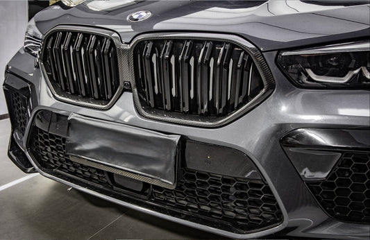 BMW X6 M60 sDrive40 xDrive40 G06 Pre-LCI 2020 2021 2022 2023 & X6M X6MC F96 Pre-LCI 2020 2021 2022 2023 with Aftermarket Parts - Dual Slat Front Kidney Grill Pre-preg Carbon Fiber from Aero Republic