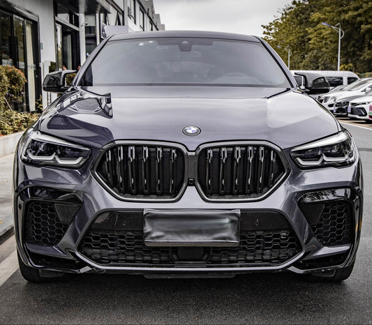 BMW X6 M60 sDrive40 xDrive40 G06 Pre-LCI 2020 2021 2022 2023 & X6M X6MC F96 Pre-LCI 2020 2021 2022 2023 with Aftermarket Parts - Dual Slat Front Kidney Grill Pre-preg Carbon Fiber from Aero Republic