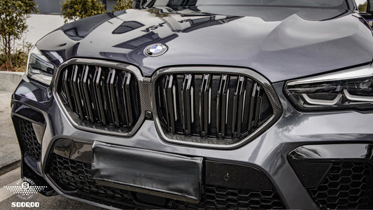 BMW X6 M60 sDrive40 xDrive40 G06 Pre-LCI 2020 2021 2022 2023 & X6M X6MC F96 Pre-LCI 2020 2021 2022 2023 with Aftermarket Parts - Dual Slat Front Kidney Grill Pre-preg Carbon Fiber from Aero Republic
