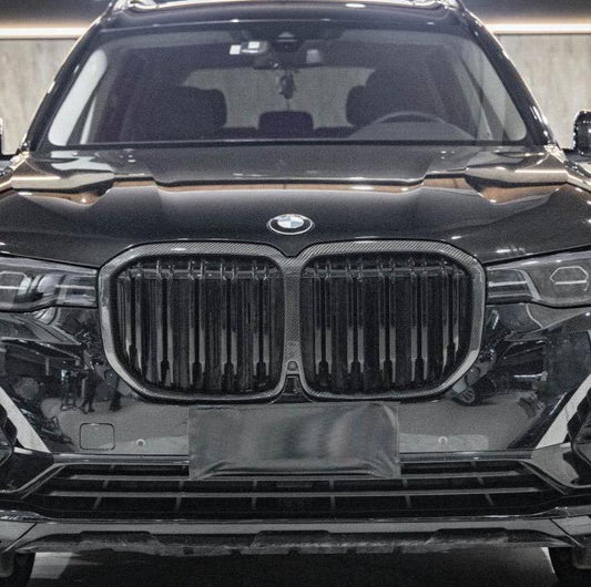 BMW X7 M50i xDrive50i G07 Pre-LCI 2019 2020 2021 2022 with Aftermarket Parts - Dual Slat Front Kidney Grill Pre-preg Carbon Fiber from Aero Republic