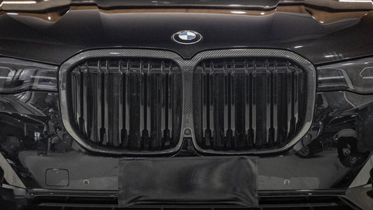BMW X7 M50i xDrive50i G07 Pre-LCI 2019 2020 2021 2022 with Aftermarket Parts - Dual Slat Front Kidney Grill Pre-preg Carbon Fiber from Aero Republic