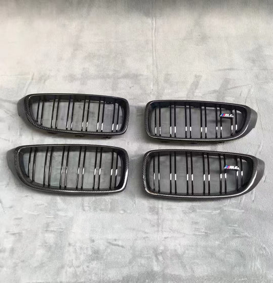 Aero Republic M Colors Blacked Out Front Kidney Grilles for BMW M3CS M3C M3 F81 F80 2014-2018 & M4CS M4C M4 F83 F82 2014-2020 Carbon Fiber/ABS
