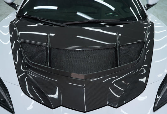 Chevrolet Corvette C8 Base E-Ray Z06 2020-ON with Aftermarket Parts - ZR1 V2 Style Hood Dry Pre-preg Carbon Fiber from Aero Republic