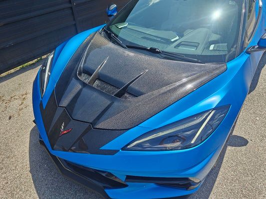 Chevrolet Corvette C8 2020-ON with Aftermarket Parts - Hood Bonnet Carbon Fiber / FRP from Aero Republic