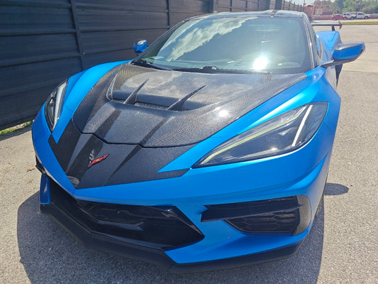 Chevrolet Corvette C8 2020-ON with Aftermarket Parts - Hood Bonnet Carbon Fiber / FRP from Aero Republic
