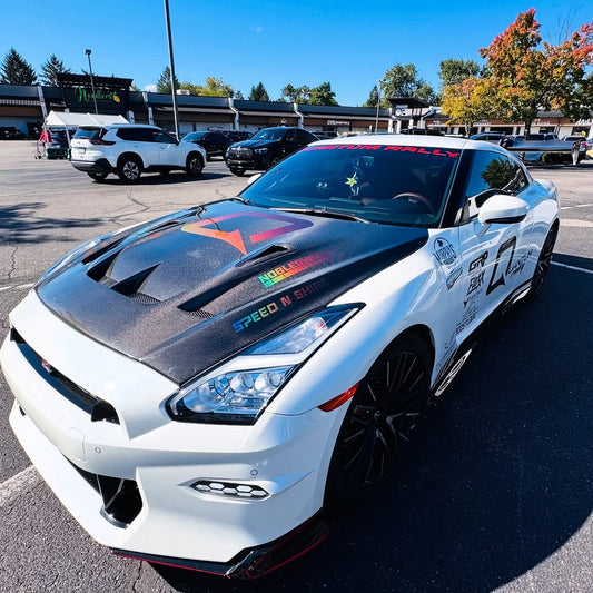 Nissan GTR Nismo T-Spec Premium Pure 2017-2024 (for installation on 2008-2016 vehicles, 2017-2024 front bumper is recommended) with Aftermarket Parts - DP Style Hood Bonnet Carbon Fiber / FRP from CMST Tuning