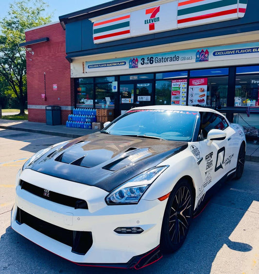 Nissan GTR Nismo T-Spec Premium Pure 2017-2024 (for installation on 2008-2016 vehicles, 2017-2024 front bumper is recommended) with Aftermarket Parts - DP Style Hood Bonnet Carbon Fiber / FRP from CMST Tuning