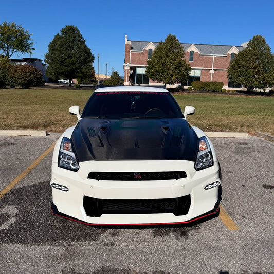 Nissan GTR Nismo T-Spec Premium Pure 2017-2024 (for installation on 2008-2016 vehicles, 2017-2024 front bumper is recommended) with Aftermarket Parts - DP Style Hood Bonnet Carbon Fiber / FRP from CMST Tuning