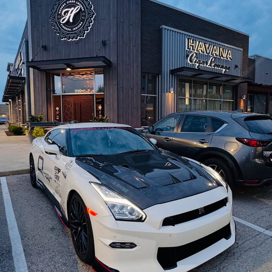 Nissan GTR Nismo T-Spec Premium Pure 2017-2024 (for installation on 2008-2016 vehicles, 2017-2024 front bumper is recommended) with Aftermarket Parts - DP Style Hood Bonnet Carbon Fiber / FRP from CMST Tuning