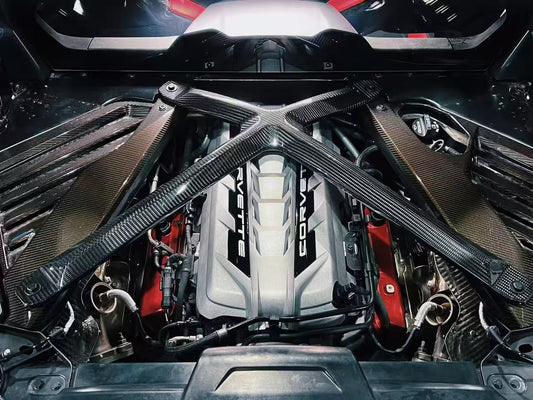 Chevrolet C8 Corvette Base 2020-ON with Aero Republic's Aftermarket Parts - Engine Bay Side Panels Dry Pre-preg Carbon Fiber. A complete transformation of style and performance.