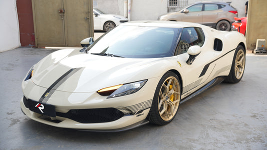 Ferrari 296 GTB GTS 2021-ON with Aftermarket Parts - OEM Replacement Style Front Lip Splitters Carbon Fiber from Aero Republic