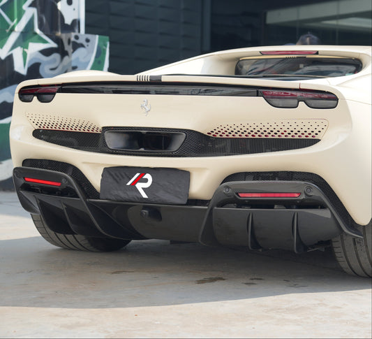 Ferrari 296 GTB GTS 2021-ON with Aftermarket Parts - OEM Replacement Style Rear Diffuser Carbon Fiber from Aero Republic