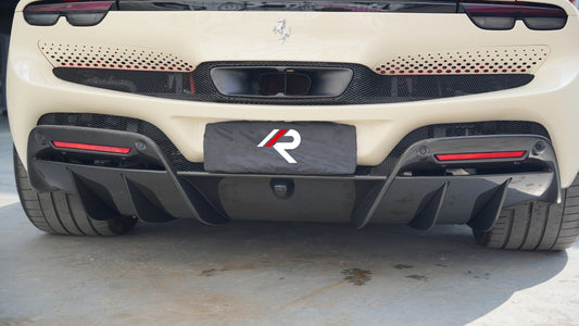 Ferrari 296 GTB GTS 2021-ON with Aftermarket Parts - OEM Replacement Style Rear Diffuser Carbon Fiber from Aero Republic