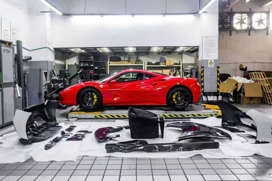 Ferrari 488 GTB with Aftermarket Parts - 1:1 Pista Style Full Body Kit Carbon Fiber / FRP from Aero Republic