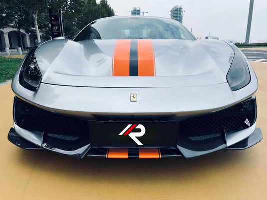 Ferrari 488 GTB & Spider with Aftermarket Parts - 1:1 Pista Style Front Bumper Pre-preg Carbon Fiber / FRP from Aero Republic