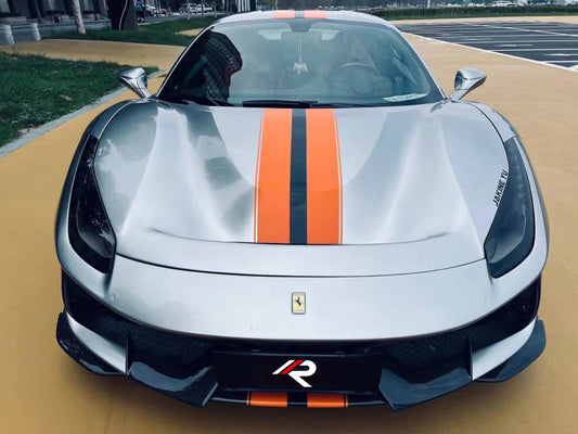 Ferrari 488 GTB & Spider with Aftermarket Parts - 1:1 Pista Style Front Bumper Pre-preg Carbon Fiber / FRP from Aero Republic