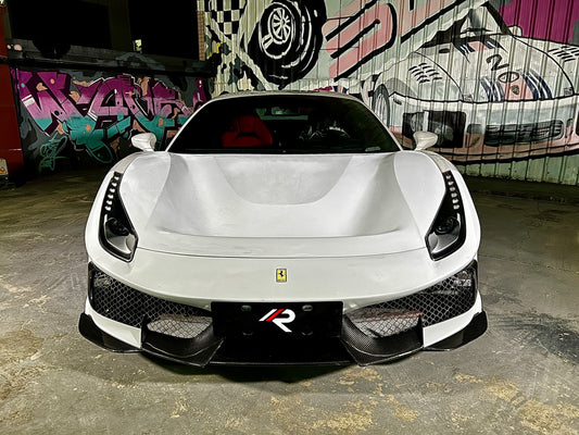 Ferrari 488 GTB & Spider with Aftermarket Parts - 1:1 Pista Style Hood Pre-preg Carbon Fiber / FRP from Aero Republic