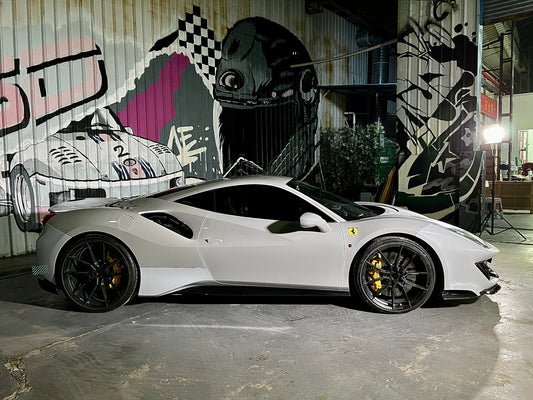 Ferrari 488 GTB & Spider 2016 2017 2018 2019 2020 with Aftermarket Parts - 1:1 Pista Style Side Skirts Carbon Fiber / FRP from Aero Republic