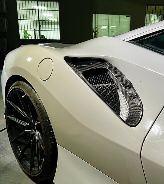 Ferrari 488 GTB & Spider 2016 2017 2018 2019 2020 with Aftermarket Parts - 1:1 Pista Style Side Vent Carbon Fiber / FRP from Aero Republic