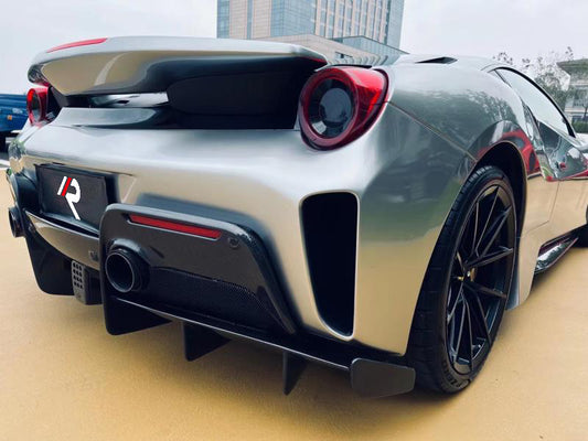 Ferrari 488 GTB 2016 2017 2018 2019 2020 with Aftermarket Parts - 1:1 Pista Style Rear Lip Spoiler Carbon Fiber / FRP from Aero Republic