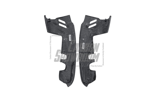 Ferrari 488 Spider 2016 2017 2018 2019 2020 with Aftermarket Parts - OEM 1:1 Style Replacement Engine Bay Side Panels Dry Pre-preg Carbon Fiber from Aero Republic