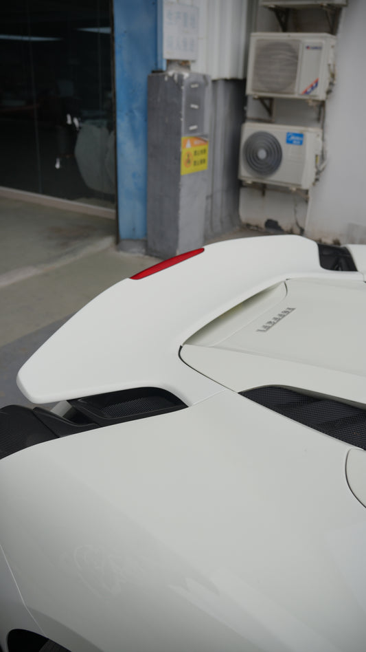 Ferrari 488 Spider 2016 2017 2018 2019 2020 with Aftermarket Parts - 1:1 Pista Style Rear Lip Spoiler Carbon Fiber / FRP from Aero Republic