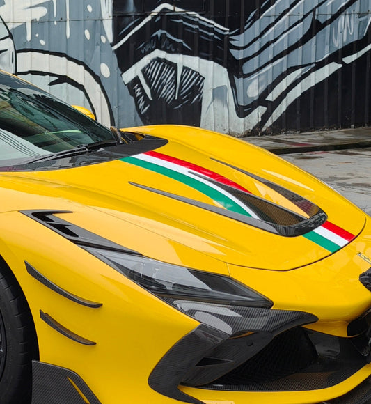 Ferrari F8 Tributo & Spider 2020 2021 2022 2023 with Aftermarket Parts - M Style Lighting Vent Carbon Fiber from Aero Republic